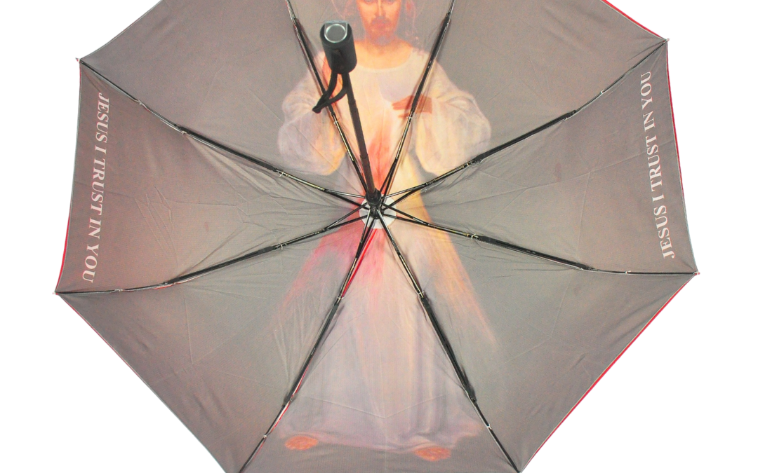 23″ Automatic 3 Fold (J23FA) – Inner Canopy Print (Divine Mercy)