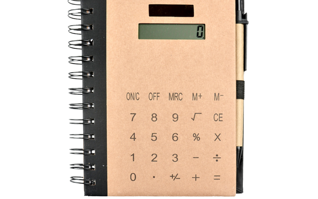 NJR Giifts- Kraft Notebook with Calculator