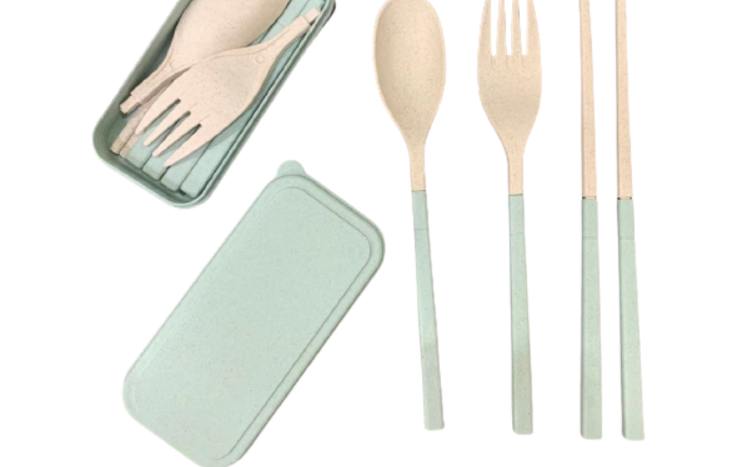 NJRGIFTS-FOODWARE-Foldable Spoon and Fork Set (Wheat) with Case 1
