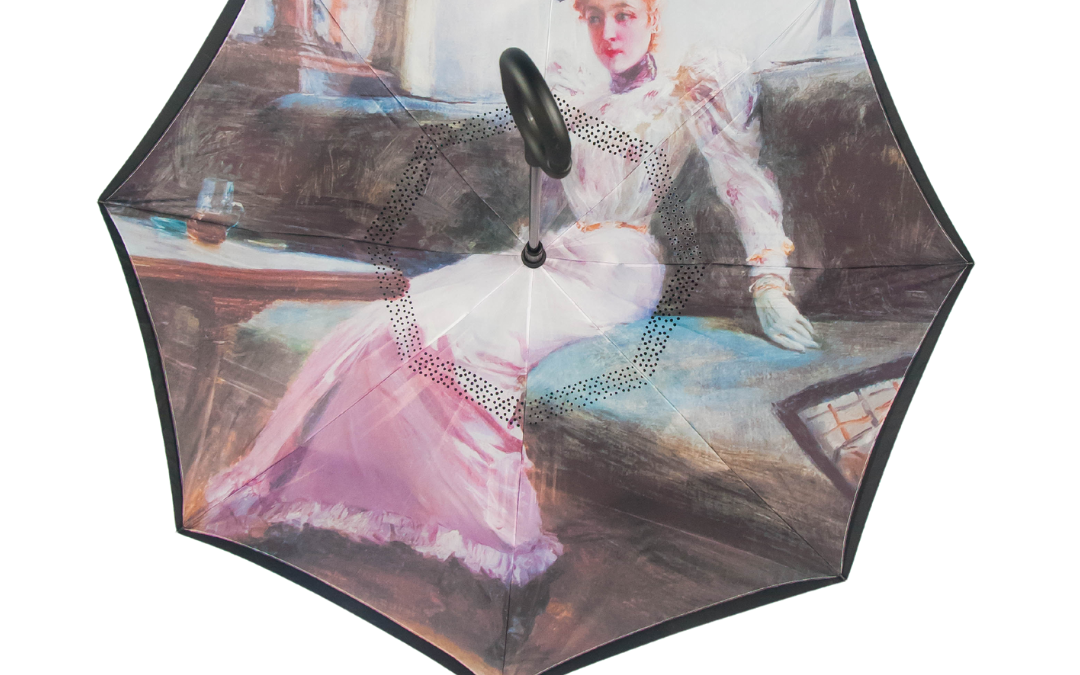 24″ Inverted Umbrella with Digital Inner Canopy Print (The Parisian Life)