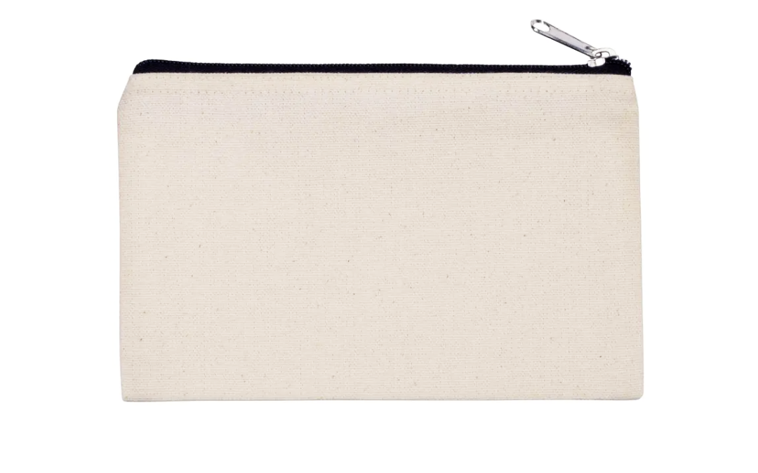 Flat Canvas Pouch with Contrasting Zipper