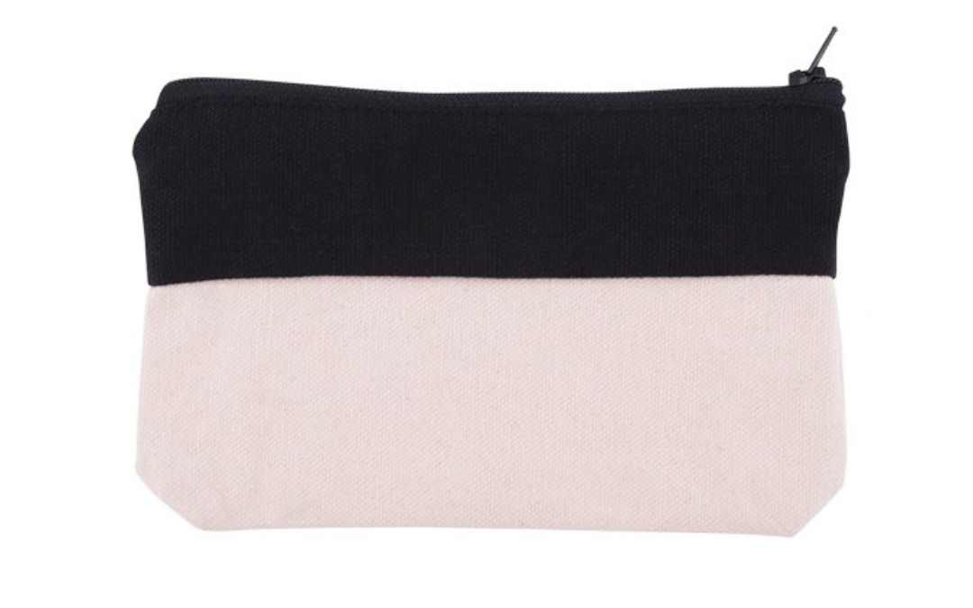Two Tone Flat Canvas Pouch