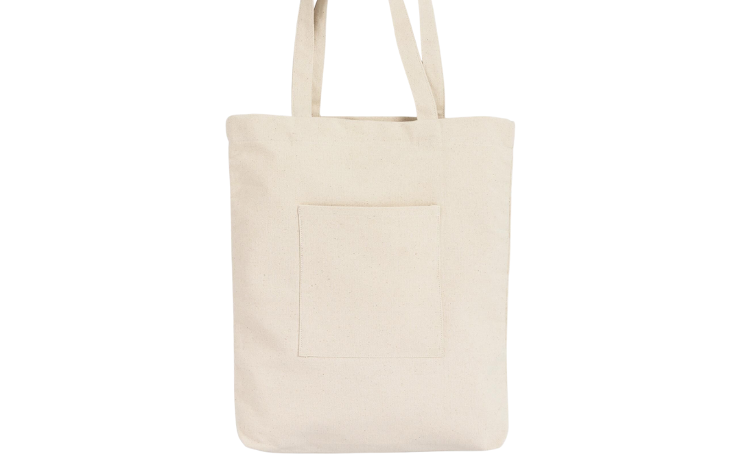 Flat Canvas Tote Bag with Front Pocket