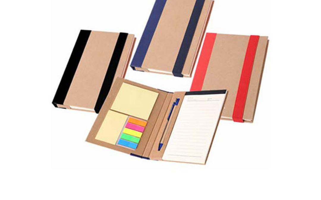 Kraft Notepad Set with Elastic Enclosure and Kraft Barrel pen RN863)