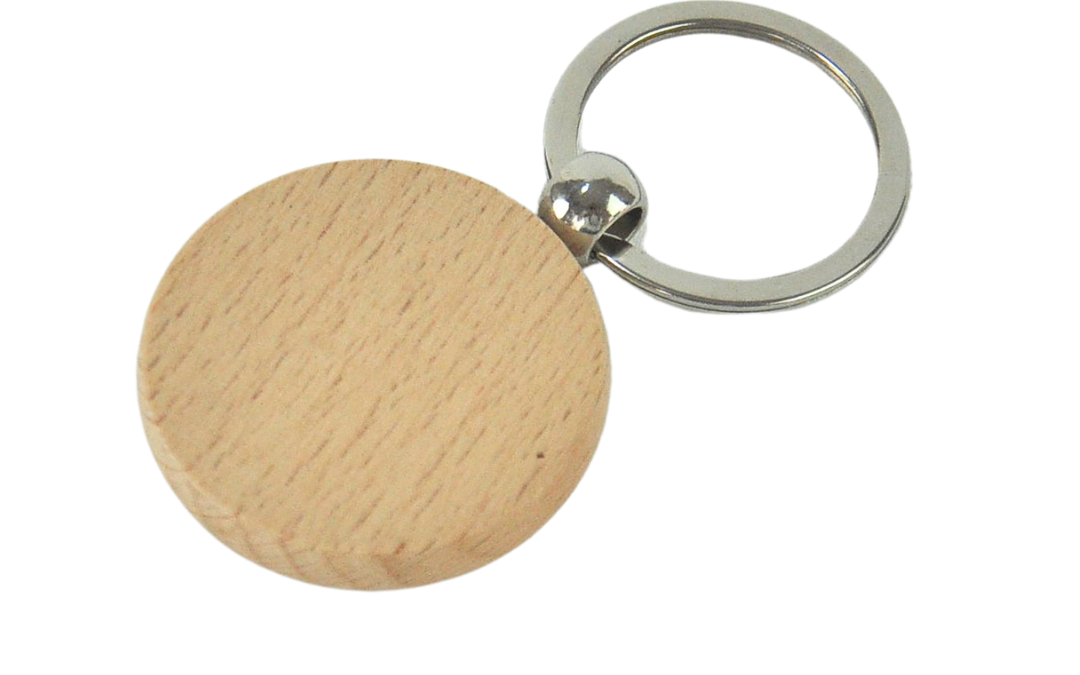 Round Bamboo Keychain