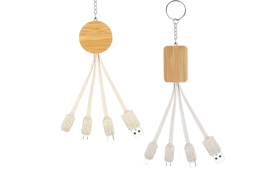 3 IN 1 Bamboo Multifunctional Cable Wire Keychain (BMCW-01)