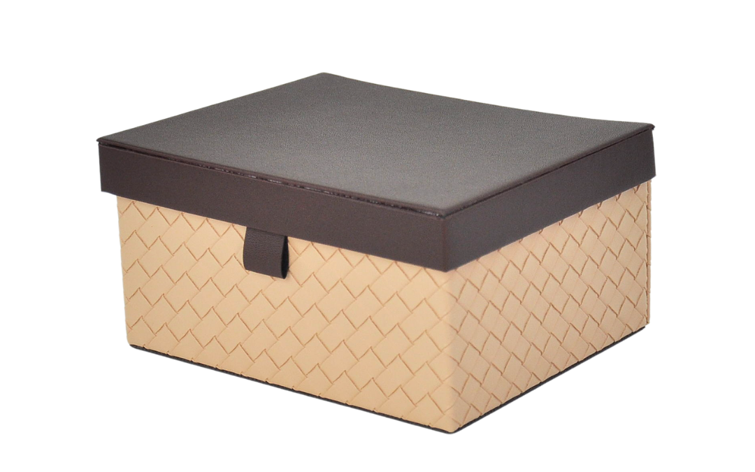 Mini Marcela Storage Box – Beige Banig Leather