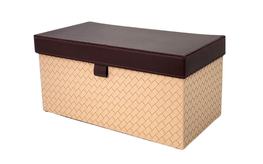 Small Marcela Storage Box – Beige Banig Leather