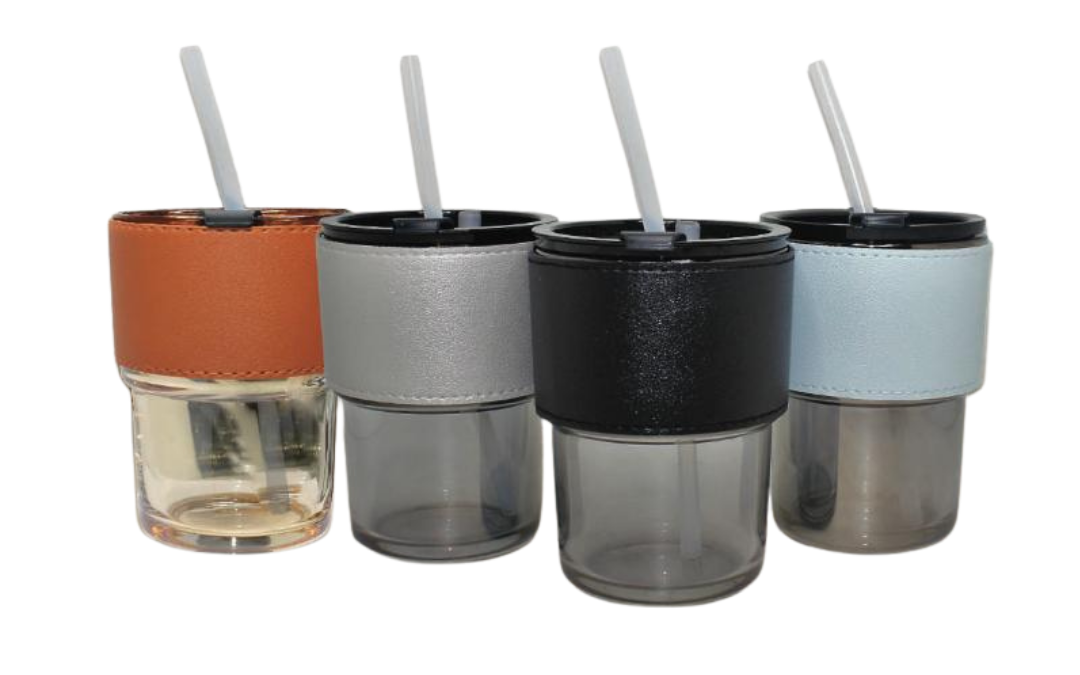 Glass Tumbler Mug with Leather Sleeve (GB 505)