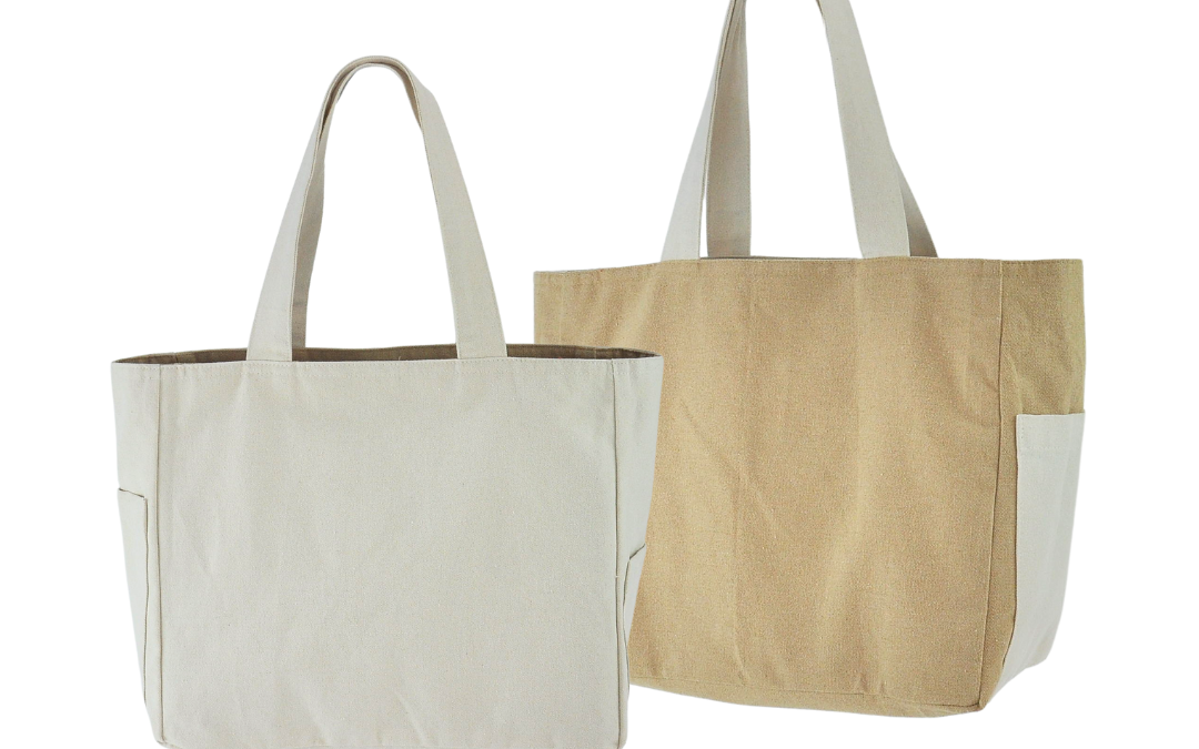Reversible Two Tone Tote Bag with Drinkware Holder