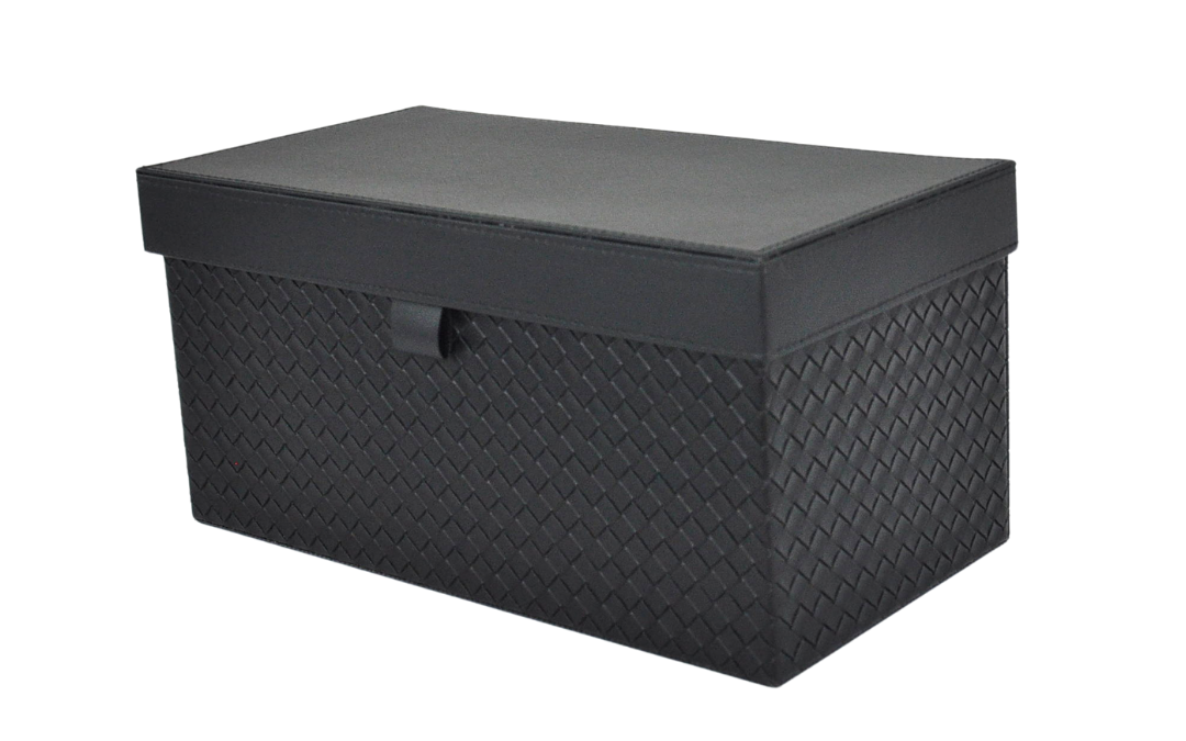 Small Marcela Storage Box – Black Banig Leather