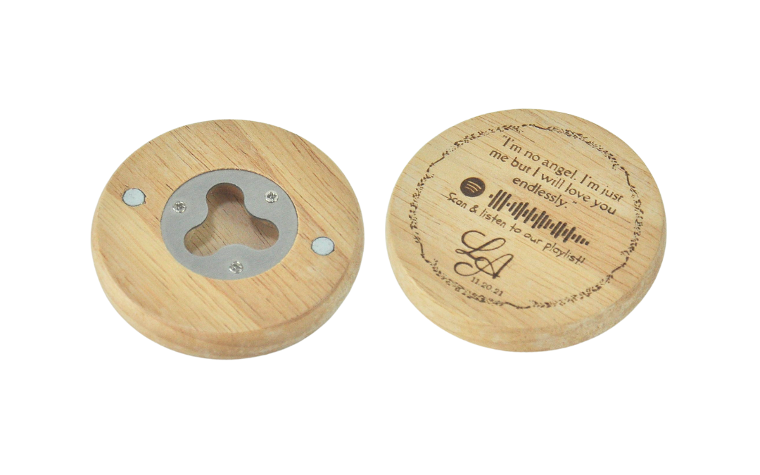 Round Bamboo Bottle Opener